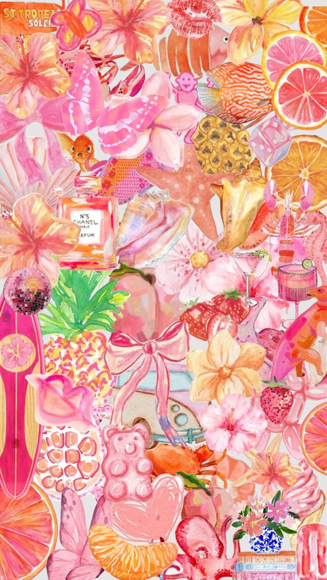 pink collage! #pinkwallpaper #collageaesthetic #pink #pinkaesthetic #summer #summer2024 Summer Prints Wallpaper, Create A Sticker, Pink Collage, Cute Summer Wallpapers, Preppy Pink, Iphone Wallpaper Photos, Preppy Wallpaper, A Wallpaper, Patterned Vinyl