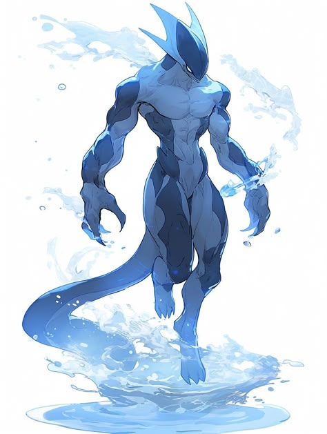 Swordfish Character Design, Humanoid Water Creature, Monster Human Art, Kaiju Oc Design, Sea Creatures Concept Art, Humanoid Creature Concept Art, Alien Races Character Design, Lighting Monster, Fantasy Races Ideas