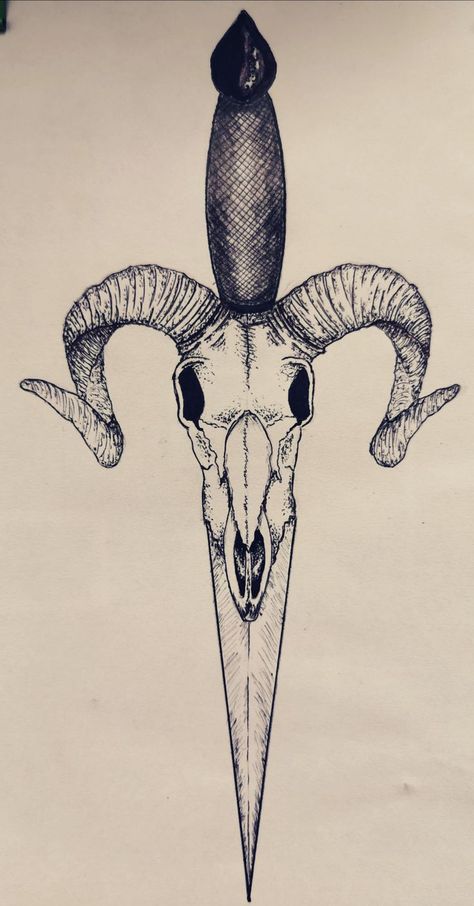 Horns Drawing, Tattoo Drawing Ideas, Woman Outline, Goat Drawing, Dagger Drawing, Popular Tattoo Designs, Arte Aries, Find Your Own Style, Skull With Horns