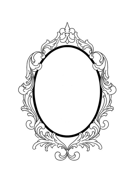 Picture Frame Tattoo Simple, Flower Frame Tattoo Design, Picture Frame Tattoo Vintage, Victorian Frame Drawing, Vintage Frame Drawing, Vintage Frame Tattoo, Vintage Frame Design, Tattoo Frame, Border Tattoo