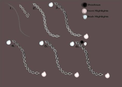 Chain Tutorial by PorcelainPoppies on DeviantArt Chain Sketch How To Draw, Chains Art Reference, Jewelry Drawing Tutorials, Chain Necklace Drawing, How To Draw Chains, Chain Tutorial, Drawing Jewelry, Drawing Tuts, Necklace Drawing