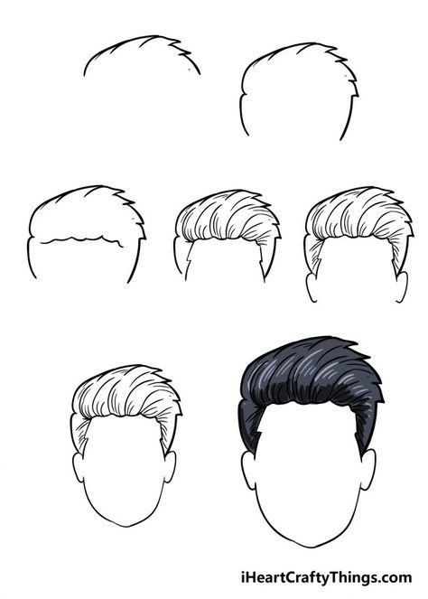 Boy's Hair Drawing - How To Draw Boy’s Hair Step By Step How To Draw Hair Male Easy, Mens Hairstyles Drawing, How Draw Hair, Black Male Hairstyles Drawing, Hairstyle Drawings, Male Hairstyles Drawing, Haircut Drawing, Easy Hair Drawings, Draw Boy