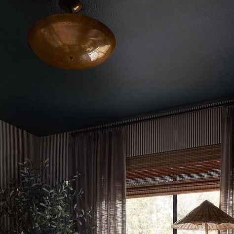 Black Home Design, Walmart Kitchen, Style Plants, Austin Interior Design, Nursery Interior Design, Dark Ceiling, Cozy Nursery, Nursery Room Design, Rattan Lamp