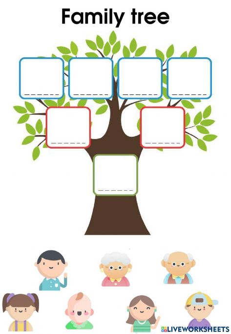 Extended Family Activities For Preschool, My Family Tree Worksheet, I Love My Family Craft Preschool, Family Tree Worksheet For Kids, My Family Kindergarten Activities, Family Day Activities Preschool, Family Tree Activity Preschool, Family Worksheets For Preschool, My Family Activities For Toddlers