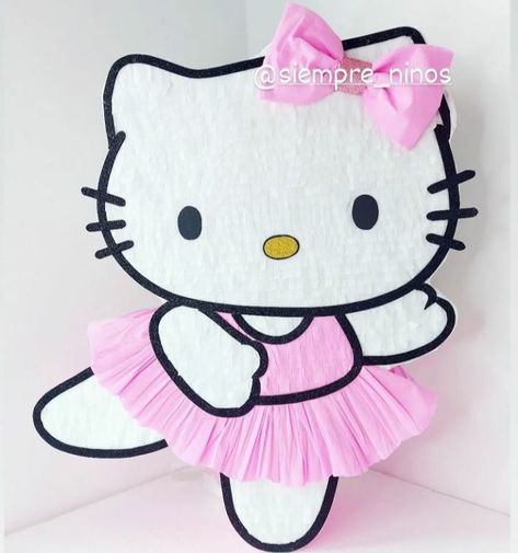 Hello Kitty Pinata, Hello Kitty Birthday Theme, Piñata Ideas, Hello Kitty Birthday Party, Balloon Installation, Bead Embroidery Tutorial, Hello Kitty Party, Hello Kitty Halloween, Hello Kitty Birthday