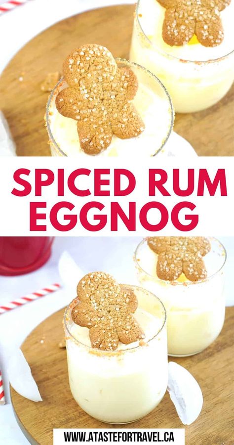 Get in the holiday spirit with our Spiced Rum Eggnog infused with the cozy flavour of gingerbread! Perfect for Christmas, this creamy concoction blends the warmth of spiced rum with the sweetness of eggnog, and a hint of gingerbread spice. Experience the ultimate festive indulgence in every sip. Eggnog With Rum, Eggnog Cocktail, Creamy Eggnog, Gingerbread Spice, Spiked Eggnog, Cocktail List, Eggnog Recipe, Ginger Snap Cookies, Big Ears