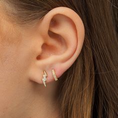 Ear Pierce, Blue Amethyst, Double Piercing, Dainty Hoop Earrings, Huggie Earring, Gold Vermeil Jewelry, Solitaire Studs, Vermeil Jewelry, Trendy Earrings