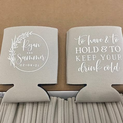 Wedding Can Cooler 145R to Have and to Hold Custom - Etsy Wedding Can Koozie Ideas, Engagement Koozies, Bride Koozie, Koozie Design, Koozie Wedding Favors, Country Wedding Favors, Beer Holder, Beer Wedding, To Have And To Hold