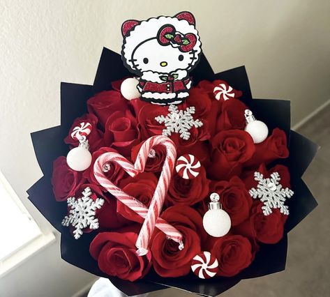 Hello Kitty Christmas Bouquet, Christmas Bouquets Ideas, Christmas Flower Bouquet Gift, Christmas Eternal Bouquet, Christmas Ribbon Bouquet, Christmas Rose Bouquet, Christmas Ramo, Christmas Ramos, Christmas Bouquet Ideas