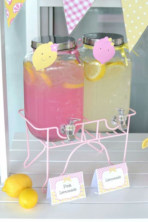 Lemonade Party Theme, Kids Lemonade Stands, Lemonade Stand Birthday, Lemon Themed Party, Easy Baby Shower, Kids Lemonade, Sunshine First Birthday, Pink Lemonade Party, Sunshine Birthday Parties