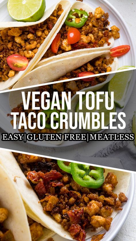 Tofu Taco Crumbles Savory Vegan Breakfast, Quick Vegan Dinner, Quick Vegan Dinner Recipes, Homemade Tofu, Tofu Tacos, Vegetarian Main Course, Soy Curls, Meatless Monday Recipes, Quick Vegan