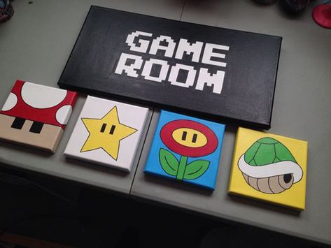 25 Most Adorable Room Ideas With Video Game Theme | Home Design And Interior Gamer Rum, Gamer Room Diy, Deco Gamer, Multi Canvas Art, Mario Room, Girly Games, Man Cave Design, Geek Design, Video Game Rooms