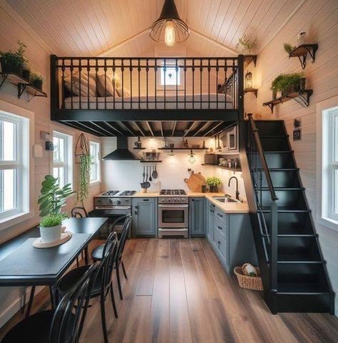 Tiny House Set Up, Tiny House Laundry Room, Japanese Style Tiny House, Tiny House Loft, Loft Bedroom, House Loft, Tiny House Inspiration, Tiny House Floor Plans, Tiny Spaces