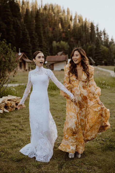 Dunton Hot Springs Wedding, Lily Jane Collins, Dunton Hot Springs, Modest Bride, Cute Wedding Dress, Top Wedding Dresses, Traditional Wedding Dresses, Modest Wedding, Lily Collins