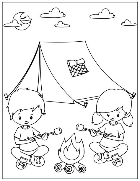 Tent Craft, Camping Coloring Pages, Camping With Toddlers, Camping Activities For Kids, Kid Coloring Page, Summer Coloring Pages, Bear Coloring Pages, Coloring Page Ideas, Printable Coloring Sheets