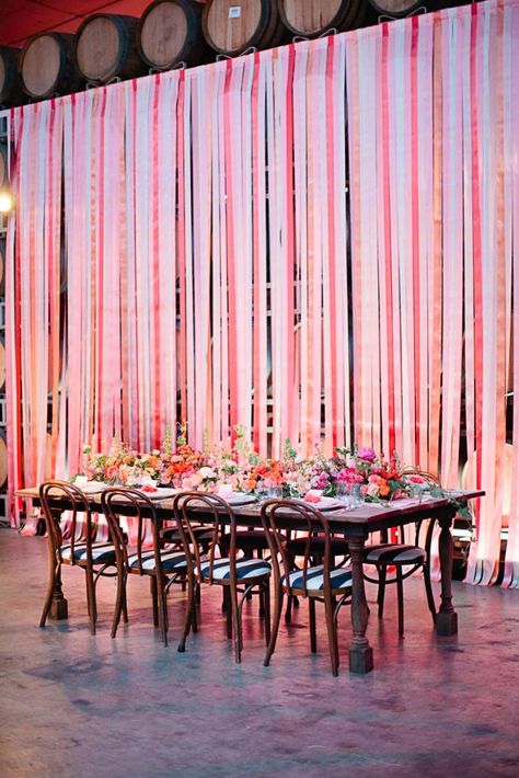 Ribbon Backdrop, Ribbon Decor, Ribbon Wall, Streamer Backdrop, Fabric Draping, Festa Party, Salou, Wedding Ribbon, Event Inspiration