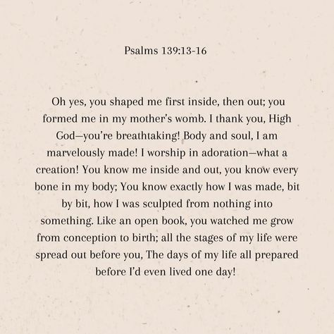 If you're one who deals with some insecurity, you need to see yourself how God sees you. Those insecurities are whispers of lies from the devil. God has made you in His own image and I don't know about you but my God isn't in any way ugly and you're HIS CHILD.🥰🥰 #christiancontent #christian #jesuslovesyou #psalms #bible #bibleverse #faith #godfidence #trustgodbro #believe #prayer #fyp #explore #godisgood Scripture For Insecurity, I Feel Ugly, Christian Whispers, Feeling Ugly, Bible Study Lessons, Biblical Inspiration, Psalm 139, See Yourself, Jesus Is Life