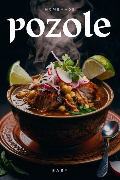 Steaming bowl of homemade pozole topped with radishes, cilantro, and lime wedges. Pazole Soup Mexican Authentic, Authentic Pozole Recipe Mexican, Pozole Aesthetic, New Mexican Posole Recipe, Mexican Pozole Recipe Pork, Mexican Pork Soup, Pazole Soup Mexican, Mexican Soup Pozole, Authentic Pozole Recipe