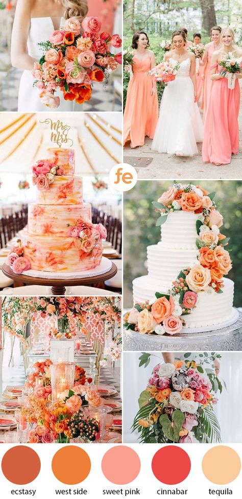 Pantone Wedding Colors, Pantone Wedding, Cadmium Orange, Orange Wedding Colors, Wedding Color Trends, Have Inspiration, Coral Wedding, Wedding Palette, Wedding Theme Colors