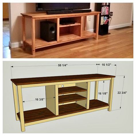 From plan to project! Brandon says his new TV stand is, "sturdy, nice looking, better than anything you could buy in a store." See his build: https://www.buildsomething.com/builds/BPBE596D9960C21F4E/Easy-To-BuildTVStand Get the FREE plan: https://www.buildsomething.com/plans/P0AA7BFDB2679F294/Easy-To-BuildTVStand Homemade Tv Stand, Build A Tv Stand, Tv Stand Plans, Diy Furniture Tv Stand, Furniture Construction, Homemade Furniture, Diy Tv Stand, Building Furniture, Rack Tv