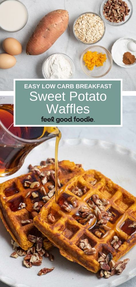 Potatoes Waffles, Potato Waffle Recipe, Low Carb Veggie, Sweet Potato Bacon, Bacon Waffles, Gluten Free Sweet Potato, Potato Waffles, Sweet Potato Waffles, Waffle Irons