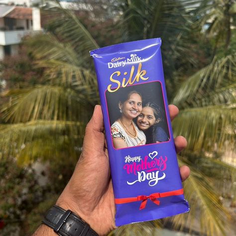 Mother’s Day special Customised Dairy milk Silk wrapped chocolate Scope of photo / name / message customised on the wrapper. Includes 1 Dairy milk silk worth ₹80 for medium ₹165 for large #mothersday #motherlove #maa #merimaa #mothersdaygift #giftformother #love #customisedchocolates #personalisedchocolates #loveforever Dairy Milk Silk, Chocolate Wrapper, Chocolate Photos, Photo Wrap, Chocolate Wrappers, Custom Chocolate, Dairy Milk, Mothersday Gifts, Milk Silk