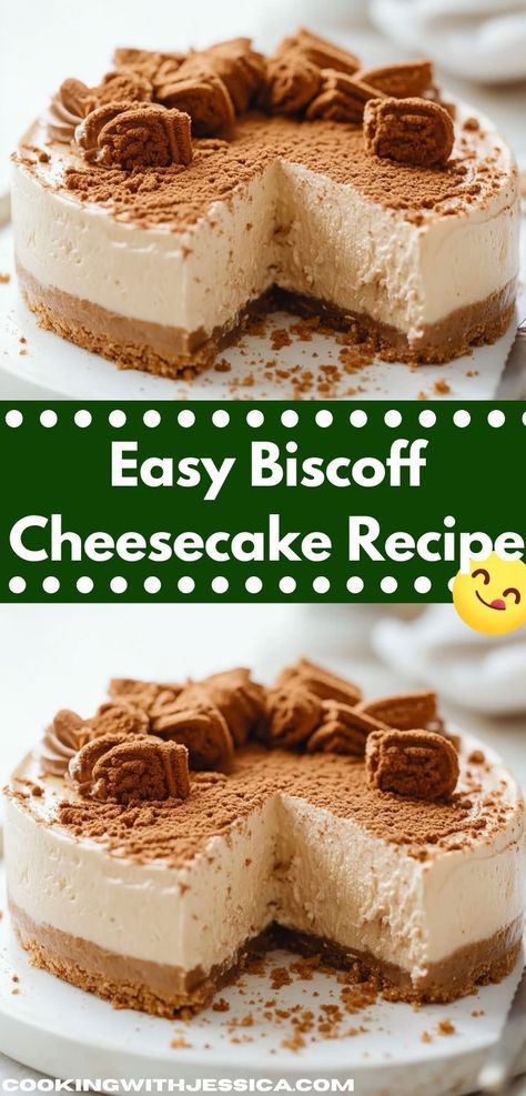 Searching for a family-friendly dessert that everyone will love? This Biscoff Cheesecake Recipe is not only simple to whip up, but it also features a delightful blend of flavors that kids and adults alike will adore. Desserts For Family Gatherings, Biscoff No Bake Cheesecake, Biscoff Cheesecake Recipes, Biscoff Crust, Cookie Butter Cheesecake, Biscoff Recipes, Rich Cheesecake, Biscoff Cheesecake, Biscoff Spread