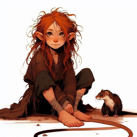 Dungeon Meshi Halflings, Halfling Druid Female, Dnd Art Ideas, Dnd Child Character, Forest Gnome Dnd Female, Forest Gnome Dnd, Halfling Rpg, Dnd Peasant, Firbolg Female