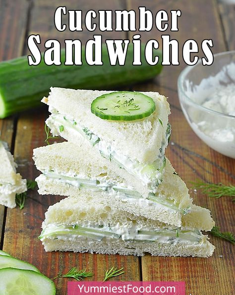 Cucumber Sandwiches Recipes, Cucumber Sandwich, Cream Cheese Sandwiches, Cucumber Tea Sandwiches, Tea Party Sandwiches, Tea Sandwiches Recipes, Party Sandwiches, Spend With Pennies, Cucumber Sandwiches