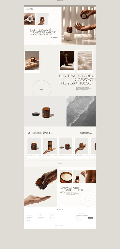 Candle Email Design, Catalogue Layout Design, Minimalism Web Design, Candle Website, Catalog Design Layout, Ui Ux Design Inspiration, Modern Website Design, Webpage Design, Website Design Layout