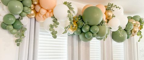 Organic Garland over Window Balloon Garland Over Window, Garland Over Window, Balloon Designs, Custom Balloons, Party Package, Sweet 16 Parties, Decorations Party, Package Delivery, Balloon Design