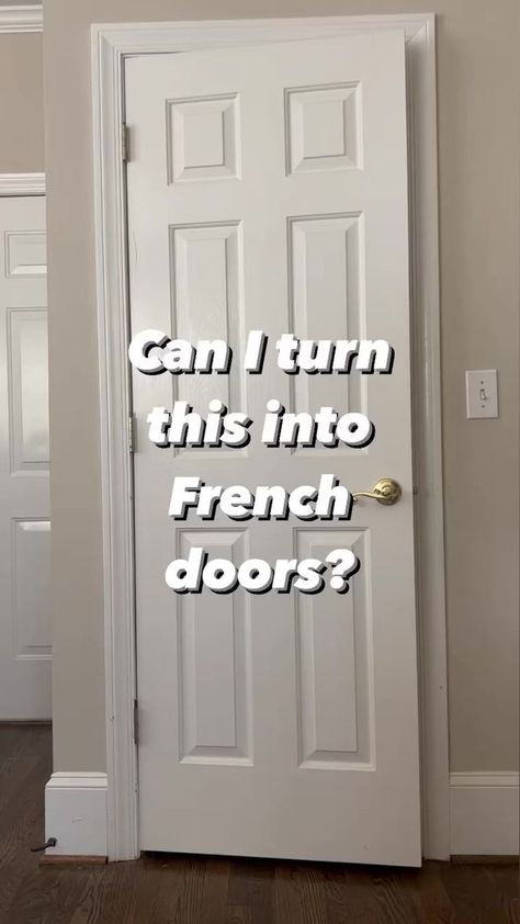 DIY french doors! Two hollow core doors, plexiglass, and a ball & catch latch. #diyhomeprojects#diyhome #pantrymakeover#pantrydoors #frenchdoors | Emily Made Home | Nicky Youre · Sunroof Interior French Door Ideas, Diy Interior French Doors, Diy French Doors, Update Doors, Hollow Core Doors, Pantry Makeover, Refinishing Hardwood Floors, Diy Pantry, Cabin Kitchens