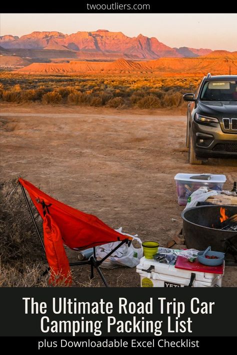 Car camping packing list for road trips Road Trip Camping Essentials, Cat Camping, Road Trip Checklist, Camping Road Trip, Camping With Cats, Camping Packing List, Road Trip Camping, Road Trip Packing List, Road Trip Car