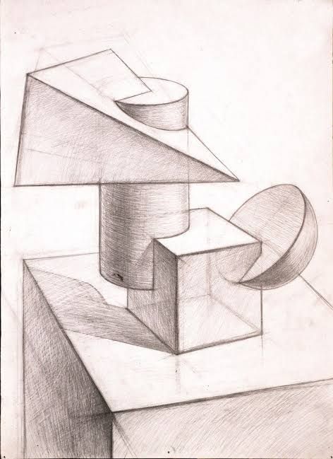 Geometric Shapes Drawing, 3d Geometric Shapes, Composition Drawing, Form Drawing, Perspective Drawing Lessons, Graphisches Design, Geometric Shapes Art, Geometric Sculpture, Geometric Design Art