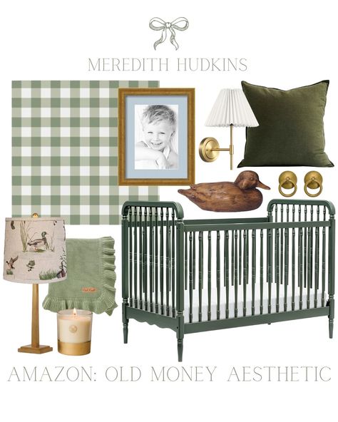 Meredith Hudkins's Amazon Page curated on LTK Boy Nursery Ideas Green, Bedroom Baby Boy, Little Boy Bedroom, Green Velvet Throw Pillow, Green Nursery Boy, Classic American Home, Pleated Lamp Shade, Home Decor Classic, Gingham Wallpaper