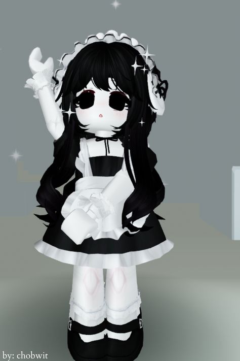 srry for the bad editing i tried to do smth new >< Roblox Avatars Outfit Ideas, Roblox Avatars Black And White, Cute Anime Roblox Avatars, Cute Roblox Outfits Codes Emo, Cute Roblox Avatar Ideas Codes, Did System Pfp, Roblox Maid Outfit Codes, Roblox Cute Avatar Ideas, Roblox Maid Outfit