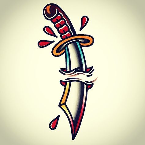 Cutlass Tattoo, Curved Dagger Tattoo, Old School Knife Tattoo, Old School Dagger Tattoo, Traditional Tattoo Torso, Dagger Traditional Tattoo, Traditional Knife Tattoo, Dagger Tattoo Traditional, Traditional Bear Tattoo