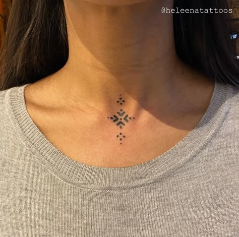 Small Neck Tattoos, Astrology Tattoo, Throat Tattoo, Neck Tattoos Women, Cool Chest Tattoos, 4 Tattoo, Chest Tattoos For Women, Small Hand Tattoos, 1 Tattoo