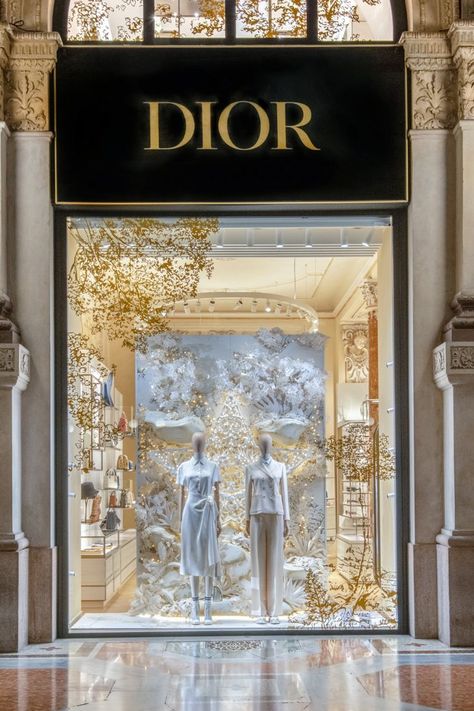 Dior Visual Merchandising, Dior Christmas Decor, Dior Holiday 2022, Dior Interior Design, Dior Store Interior, Dior Window Display, Dior Interior, Luxury Window Display, Dior Winter