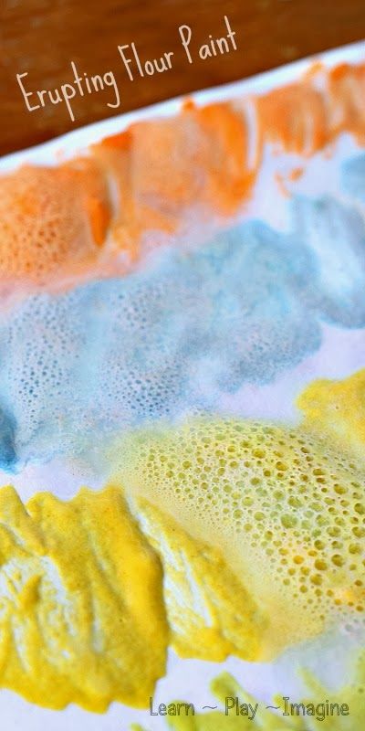 Homemade paint recipe that ERUPTS!  Kids will go nuts watching the paint fizz again and again. Flour Paint Recipe, Homemade Paint Recipe, Flour Paint, Bird Activities, Diy Coral, Daycare Projects, Making Paint, Paint Recipe, Homemade Paint