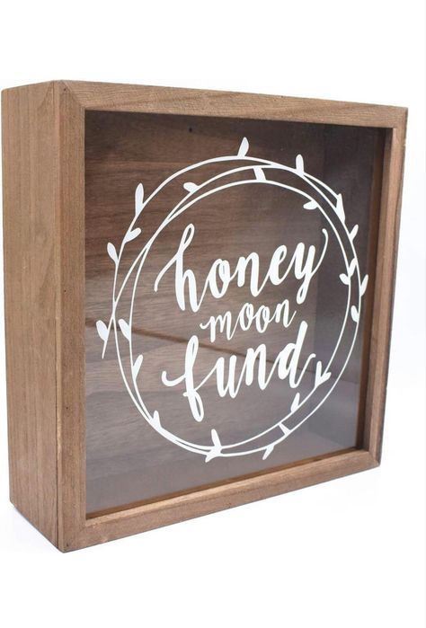 Honeymoon fund box #wedding Honeymoon Fund Shower, Honeymoon Fund Jar, Wood Wedding Card Box, Money Frame, Honeymoon Fund Sign, Gold Card Box Wedding, Wood Box Wedding, Wedding Gift Card, Wedding Fund