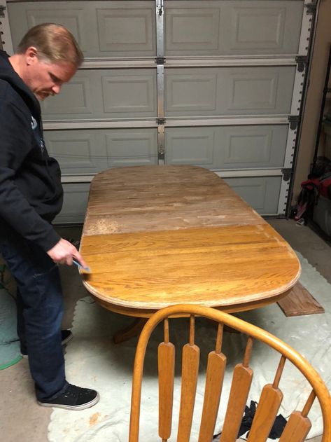 Refurbished Oval Dining Table, Refinish Oval Dining Room Table, Restrain Kitchen Table, Farm Table Redo, Refurbished Farmhouse Table, How To Refurbish A Table, Redone Oak Table, Oak Table Makeover Farmhouse, Redo Kitchen Table Farmhouse