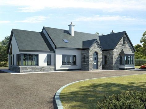 Open Plan House, Irish House Plans, House Plans Ireland, Dormer House, House Designs Ireland, Modern Bungalow Exterior, Irish Houses, Yard Area, Self Build Houses