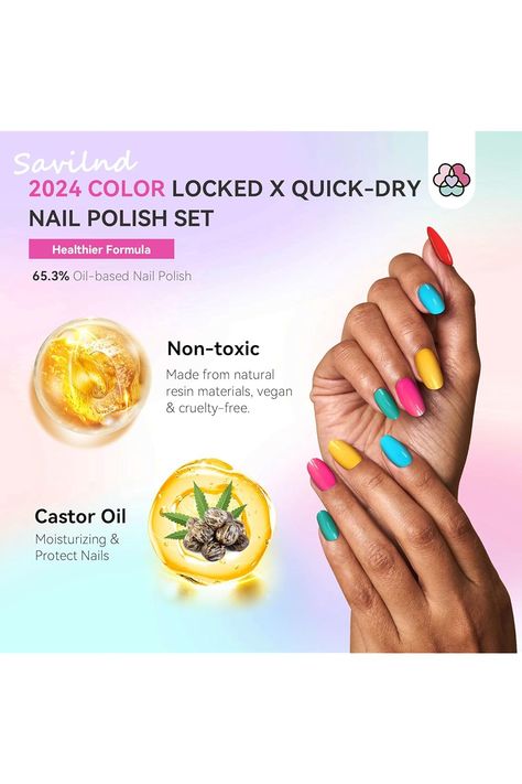 SAVILAND Nail Polish Set Fingernail Air-Dry: 36pcs Rainbow Colors Nail Polish Kit Glitter Regular Toenail Nail Polish with Base Top Polish Coat Nail Lacquer Acrylic Nail Set for Beginner Home DIY Gift Quick Dry Nail Polish, Dry Nails Quick, Nail Polish Kit, Acrylic Nail Set, Color Locks, Nail Polish Set, Nail Polish Kits, Nails Fall, Womens Nails