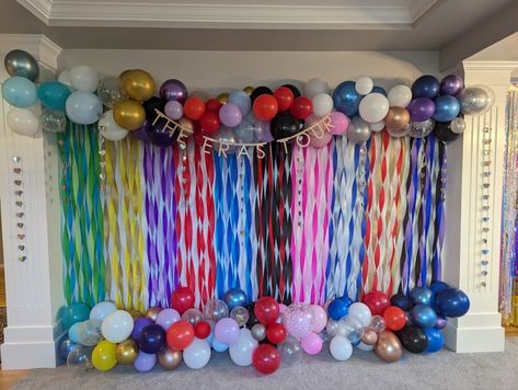 Decor from our Eras Tour Party! 💜TS Eras Party Decorations, Taylor Swift Eras Party Ideas Decoration, Eras Tour Decor, Eras Tour Themed Birthday Party, Eras Tour Party Decorations, Era Tour Birthday Party, Eras Tour Backdrop, Eras Decorations, Eras Tour Decorations