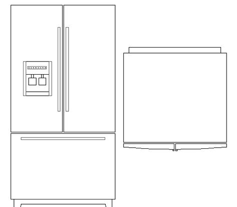 Creative fridge elevation design block dwg file.Creative fridge elevation design block that includes a detailed view of fridge front elevation, side elevation, fridge front design for multi purpose uses. Fridge Sketch, Fridge Drawing, Side Elevation, Electrical Cad, Fridge Top, Elevation Drawing, Tv Wall Decor, Drawing Block, Elevation Design