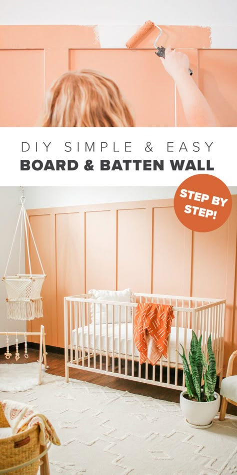 Board Batten Accent Wall, Batten Accent Wall, Crib Wall, Nursery Accents, Nursery Accent Wall, Batten Wall, Board Batten, Baby Nursery Inspiration, Board And Batten Wall