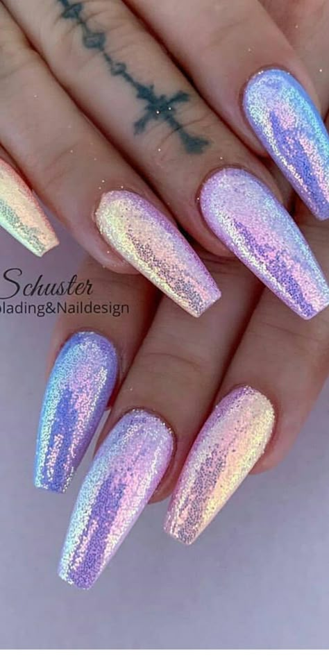 Chrome Matte And Glitter Nails, Mermaid Chrome Nails, Pastel Chrome Nails, 22 Nails, Nail Party, Unghie Sfumate, April Nails, Nails Classy, Chrome Nails Designs