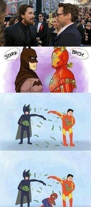 Haha! Avengers Humor, The Meta Picture, Don Pedro, Funny Marvel Memes, Dc Memes, Marvel Vs Dc, Spiderman Homecoming, Batman Robin, Batman Vs