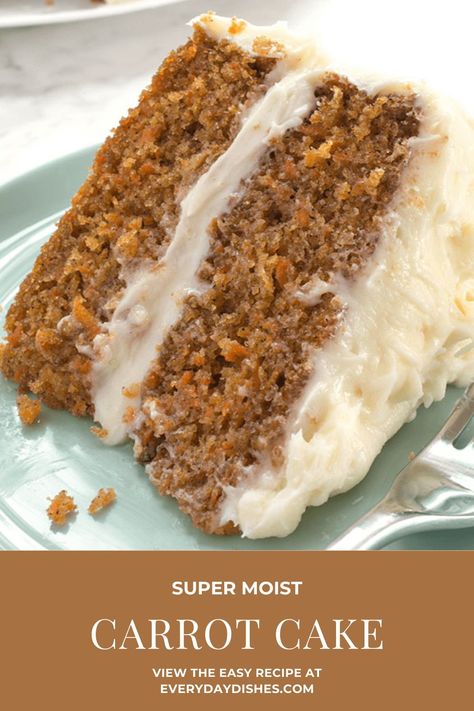 This easy moist Carrot Cake recipe might just convince you to throw out your grandma's old recipe. Very Moist Carrot Cake Recipe, Round Carrot Cake, 6 In Carrot Cake Recipe, Best Homemade Carrot Cake, How To Make A Carrot Cake, Must Try Baking Recipes, Carrot Cake Recipe No Nuts Or Raisins, Best Ever Cake Recipes, Salty Dessert Recipes